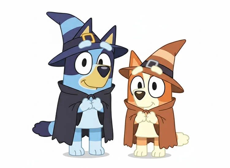 bluey and bingo as witchs