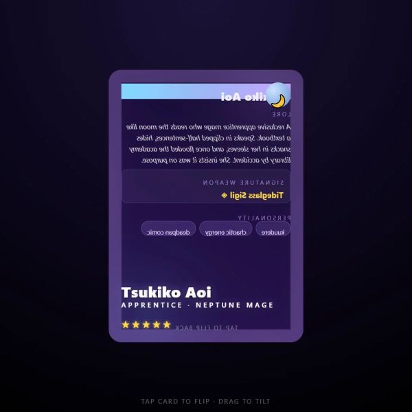 Interactive character flashcard for Aoi