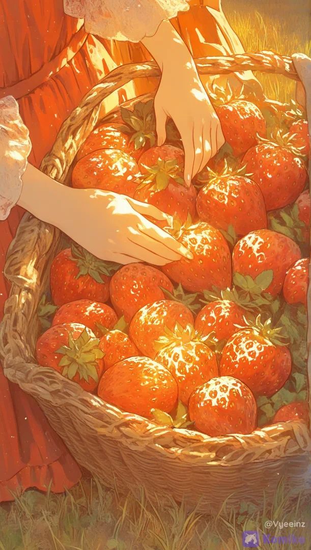 So many sweet strawberries, reminding us to savor the present moment.