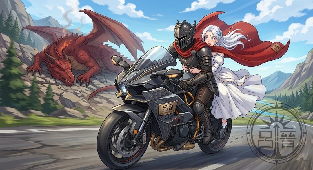 PC Wallpaper Isekai Knight With Kawasaki Motorbike
