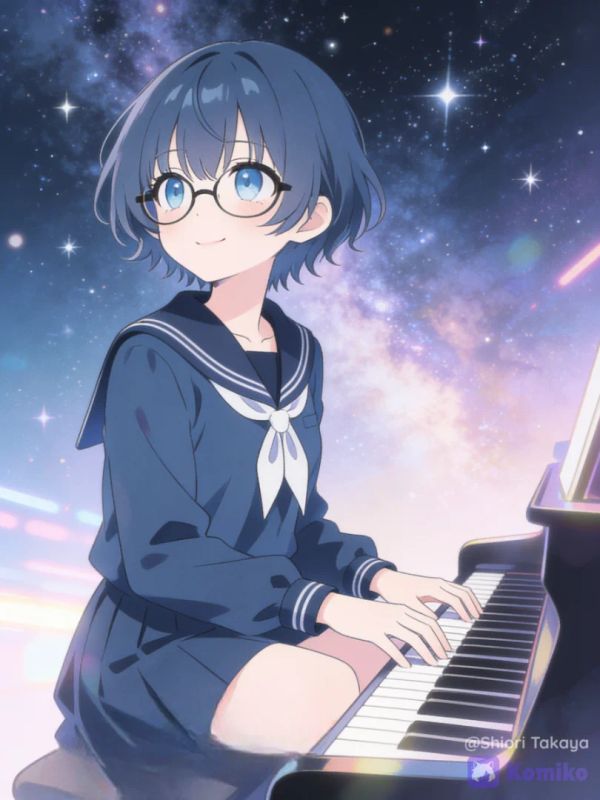 Yume in her world while playing piano