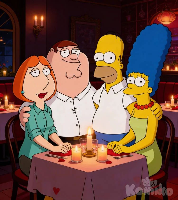 cartoon characters on dates or dubble dates