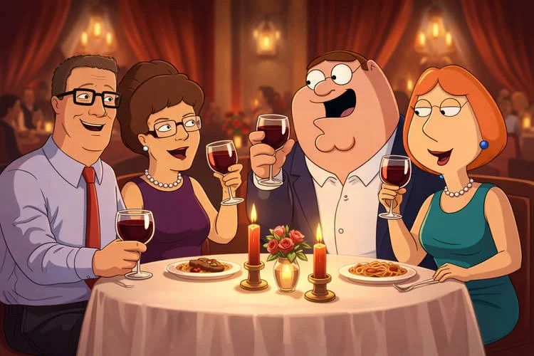cartoon characters on dates or dubble dates