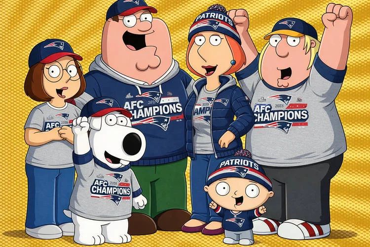 the Griffin family in new England Patriots gear