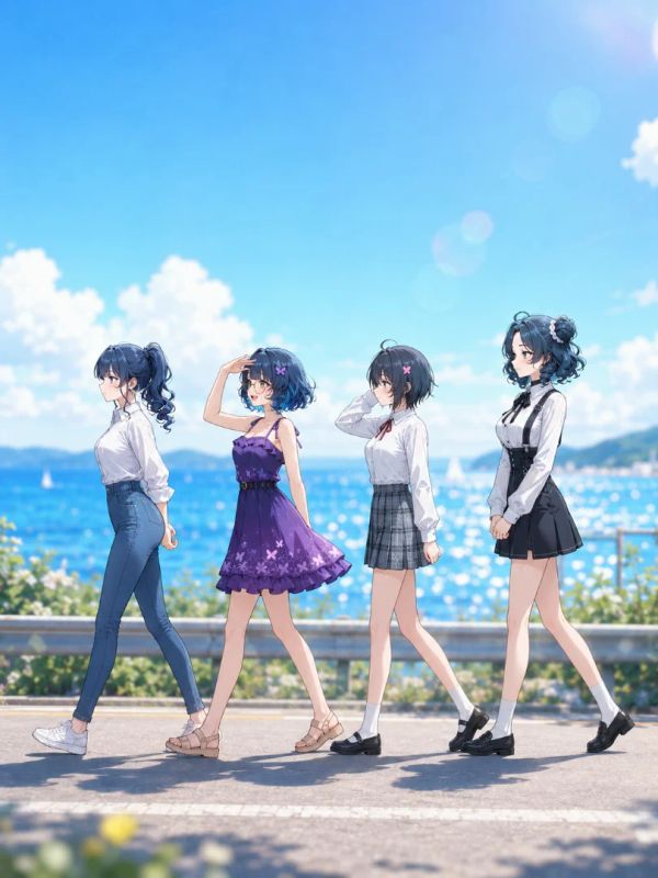 Girls with blue hair