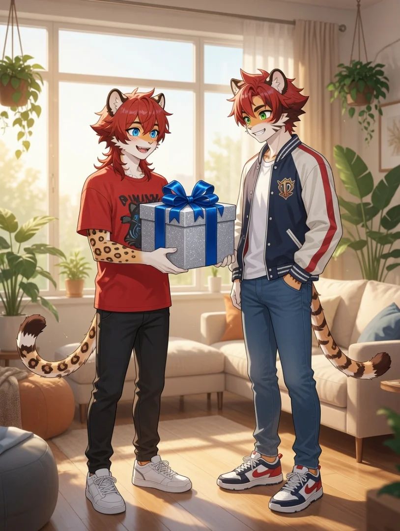 Reo gives a gift.