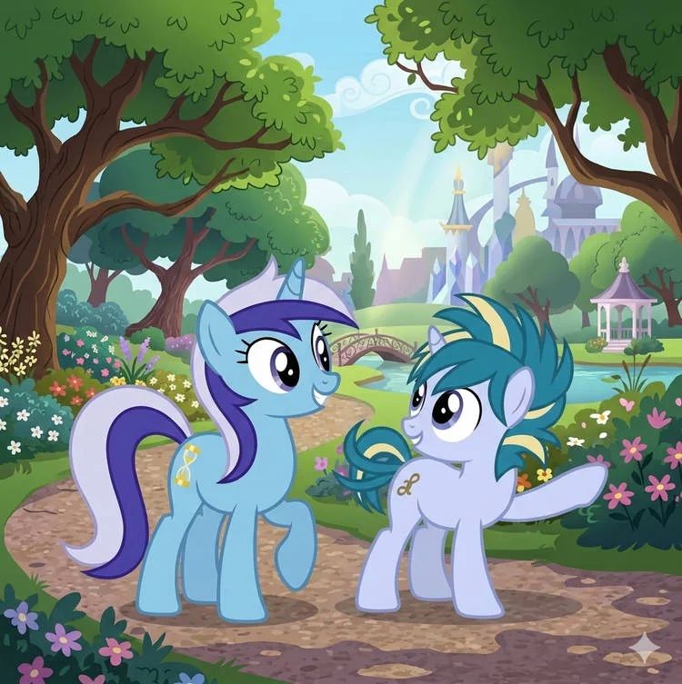 skeedaddle and minuette walking in the park