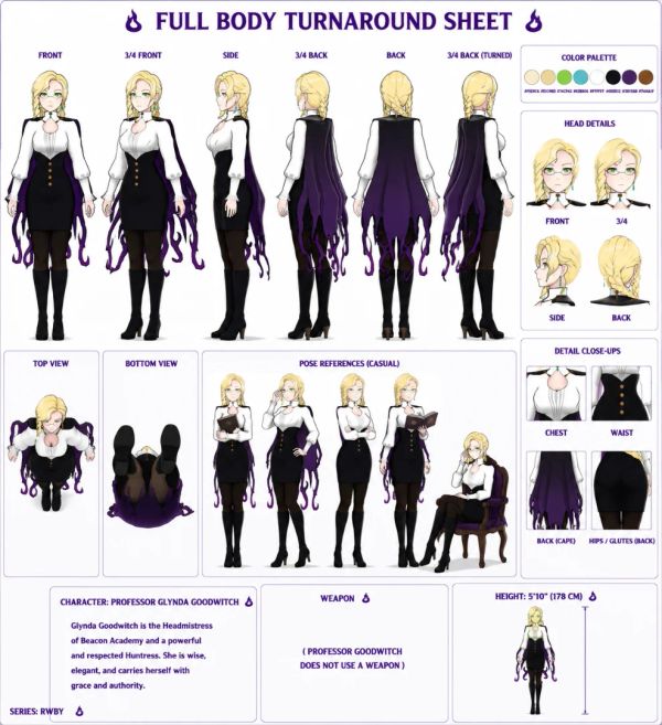 Glynda goodwitch (rwby) character sheet