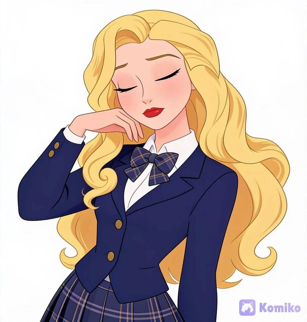 Kit in her school uniform