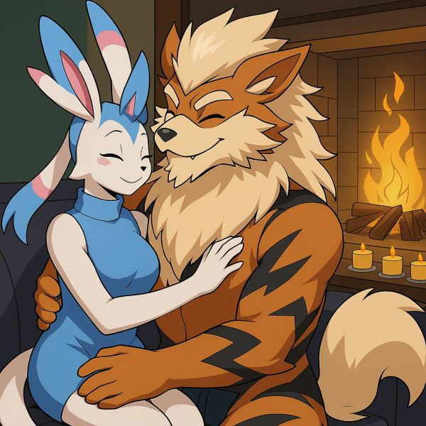 Arcanine and Sylveon in love