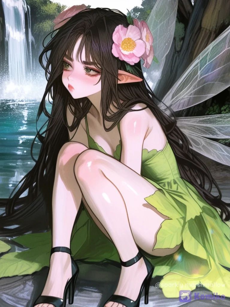 Pouty Fairy by the Waterfall 🌿✨