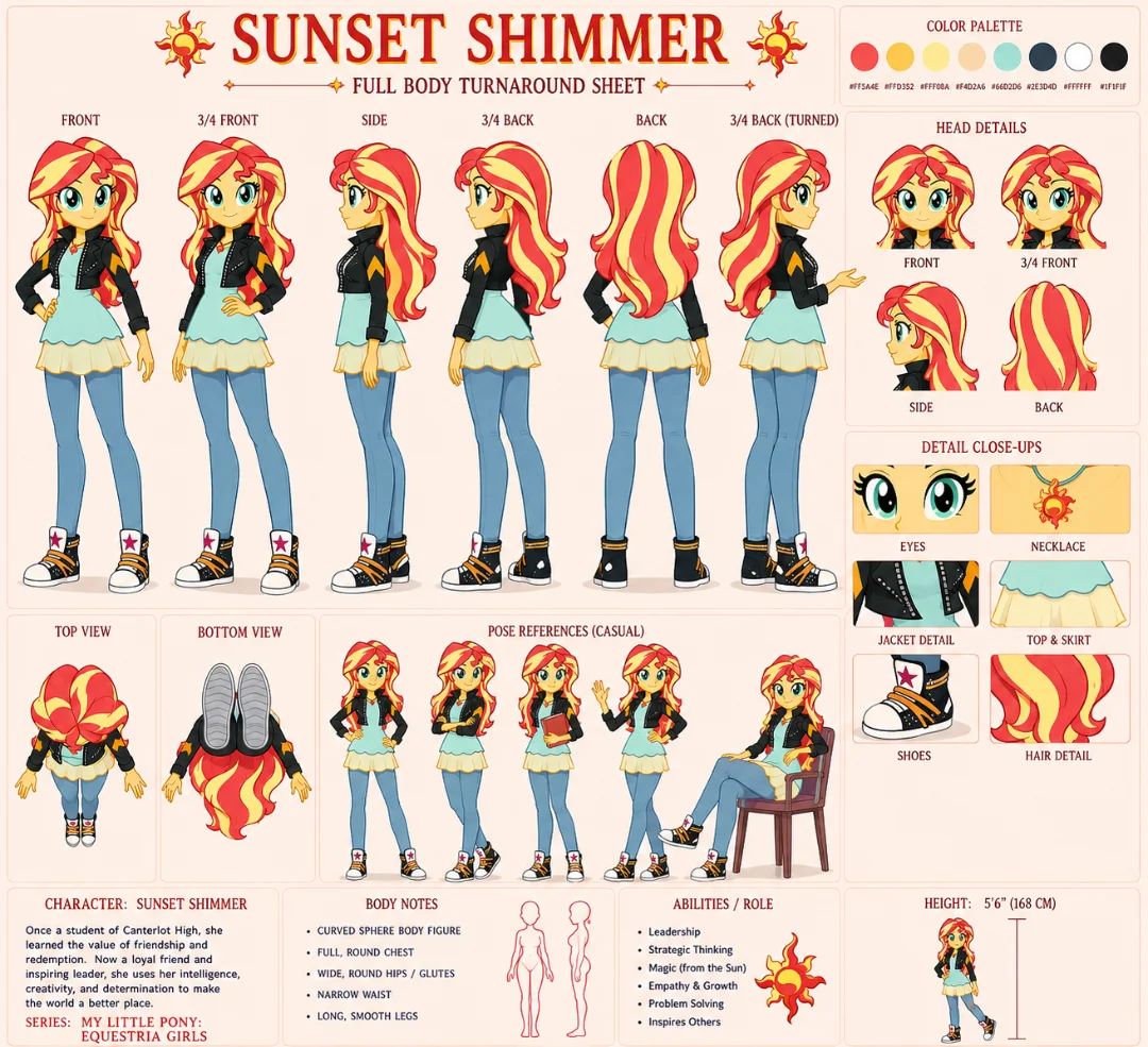 Sunset shimmer (mlp eg) character sheet