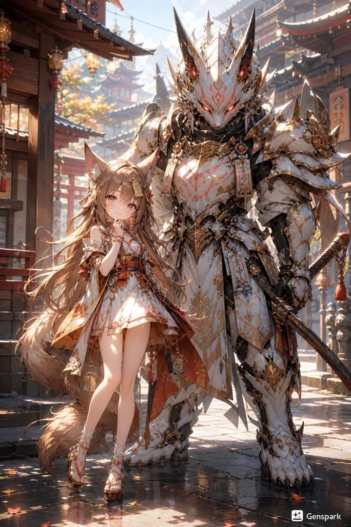 the fox Inari and its guardian Byakko