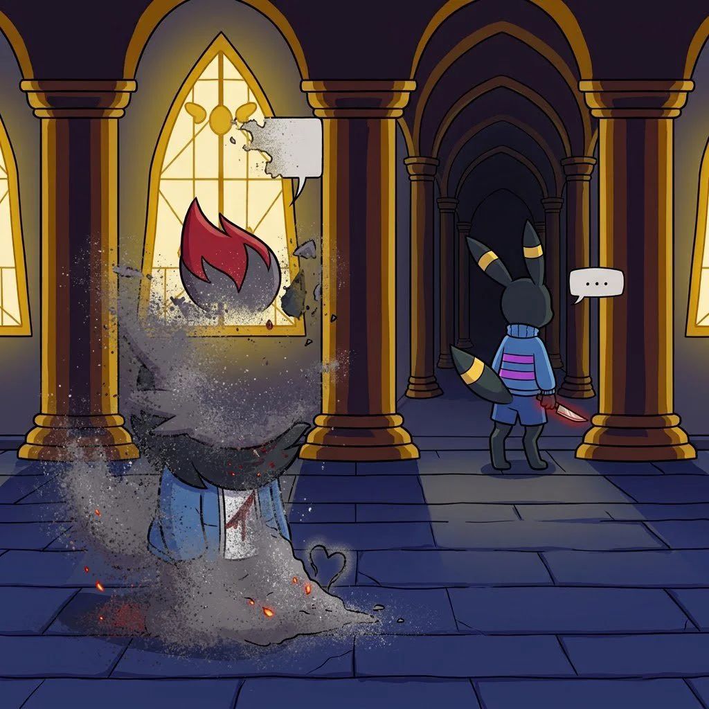 Zorua haciendose polvo mientras se aleja umbreon
