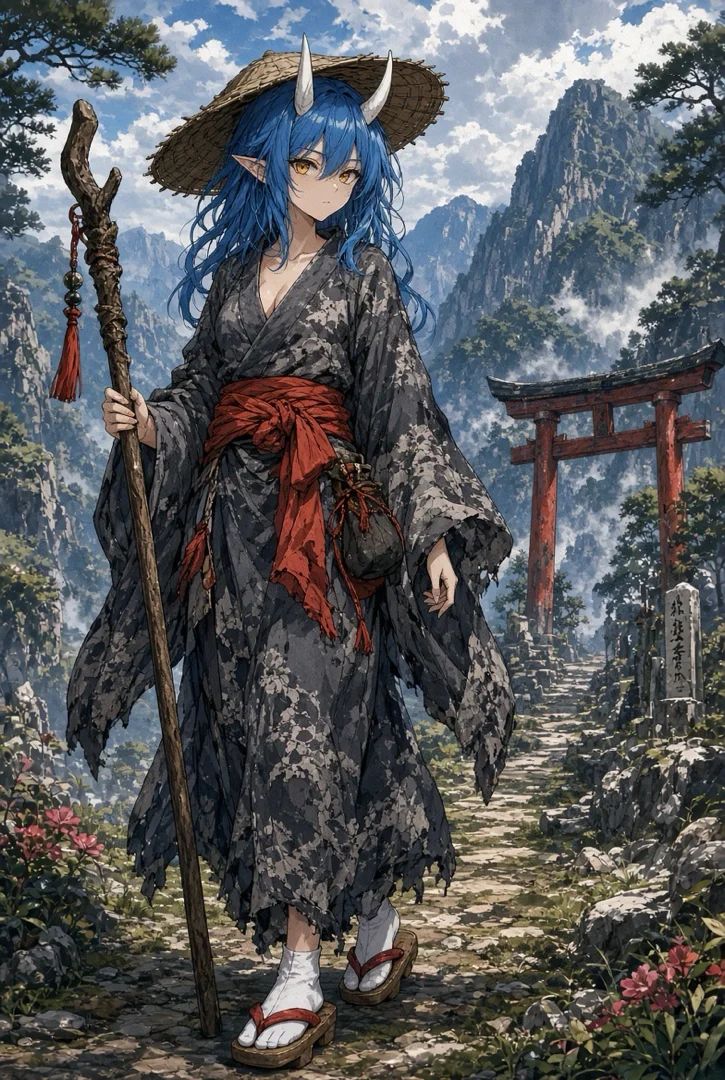 Demon girl on Asian pilgrim roads