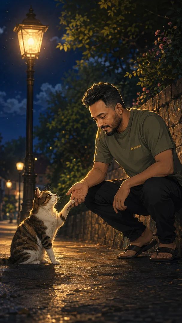 Beyond all the city lights, I found a little piece of peace in these innocent eyes. 🐱🖤