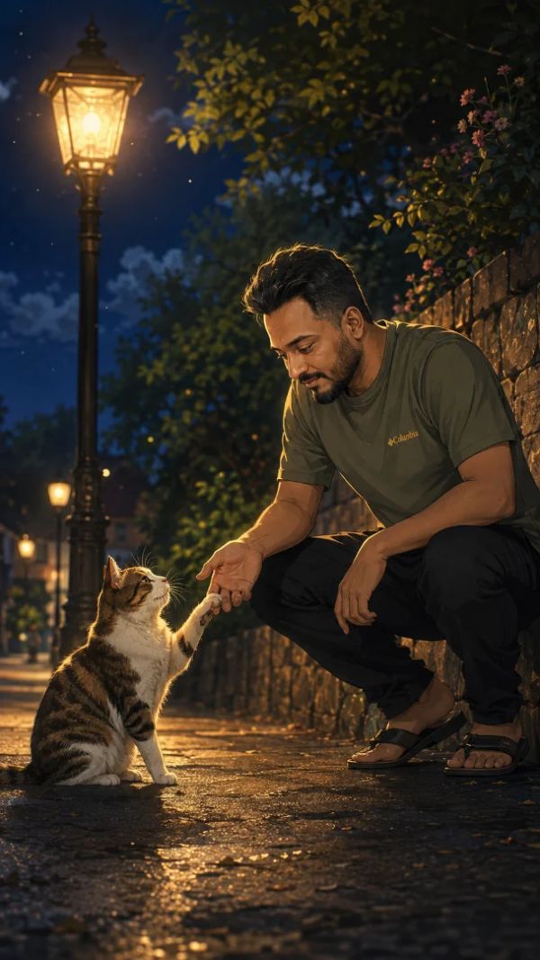 Beyond all the city lights, I found a little piece of peace in these innocent eyes. 🐱🖤