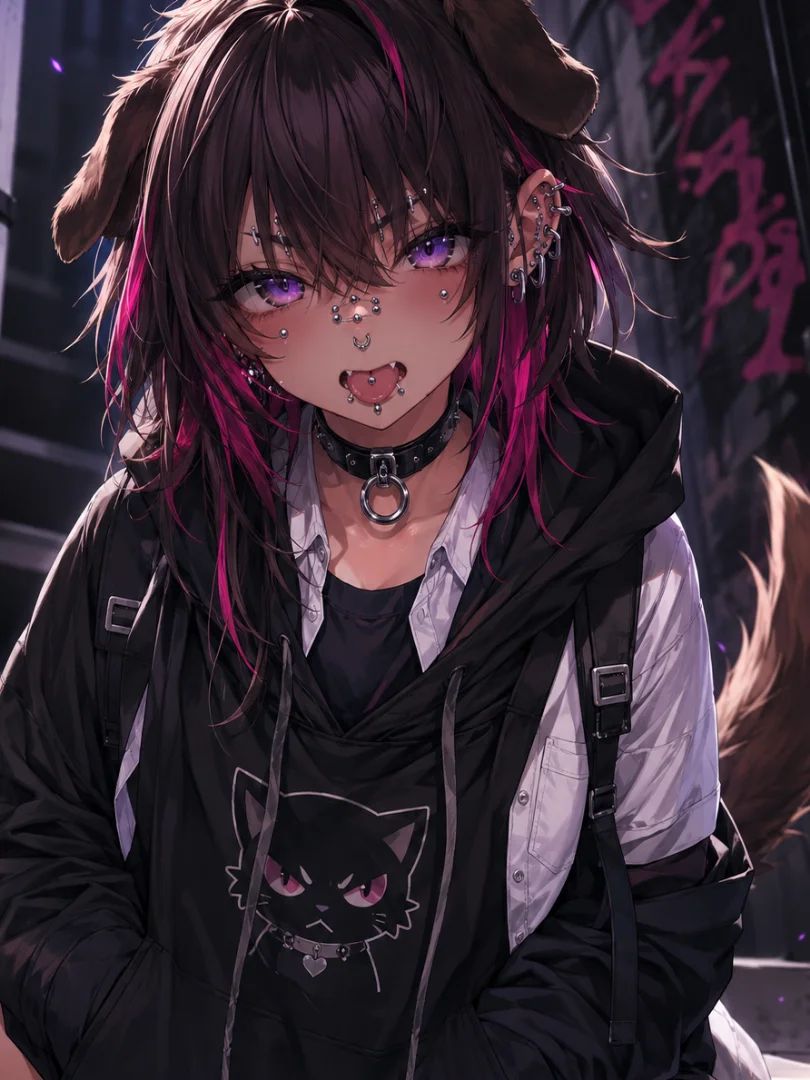 Панк-щенок в ночи 🐾💜