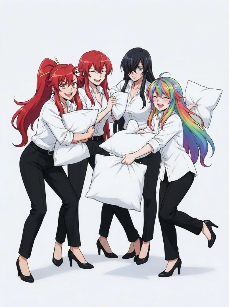 Yoko🔴, Lisara🔴, Shiro🎨 & Kan'u⚫